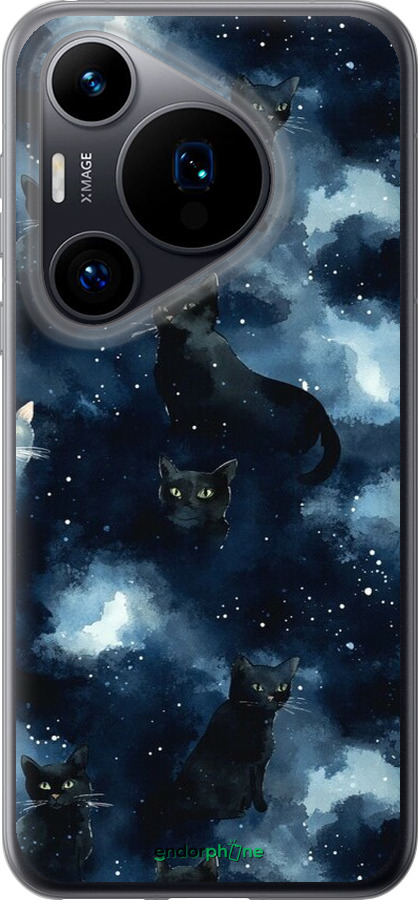 Силіконовий чехол Зображення котиків з темною аквареллю для Huawei Pura 70 - 6521u-3703 изображение 