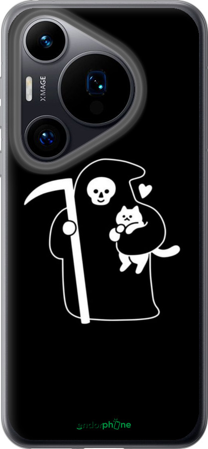 Силиконовый чехол Минималистичный арт: смерть и кошка для Huawei Pura 70 - 6529u-3703 изображение 