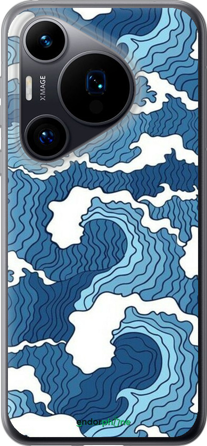 Силиконовый чехол Абстрактный рисунок морских волн для Huawei Pura 70 - 6538u-3703 изображение 