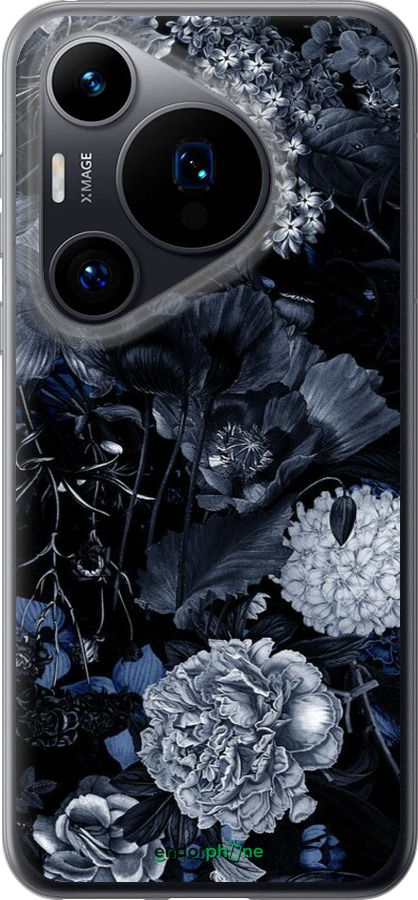 Силіконовий чехол Анотація квітковий малюнок в синіх тонах. для Huawei Pura 70 - 6539u-3703 изображение 