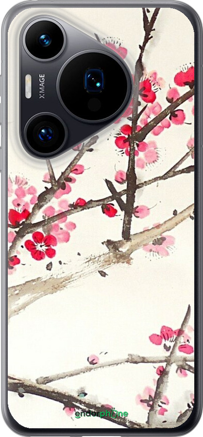 Силіконовий чехол Принт із зображенням цвітіння сакури для Huawei Pura 70 - 6545u-3703 изображение 