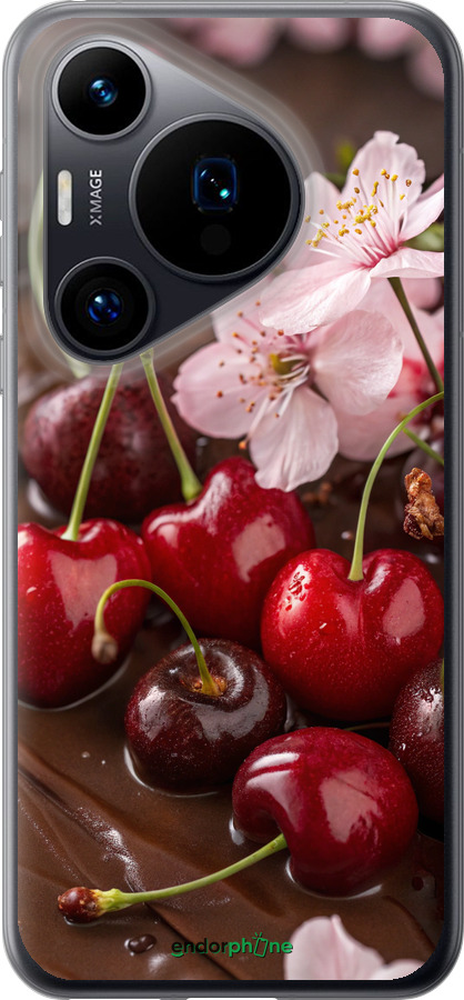 Силиконовый чехол Вишня в шоколаде для Huawei Pura 70 - 6698u-3703 изображение 