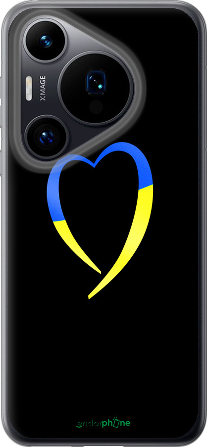 Силиконовый чехол Жёлто-голубое сердце для Huawei Pura 70 - 885u-3703 изображение 