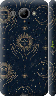 3D пластиковий матовий чехол Celestial Harmony: Sun & Moon Gold Mystic Pattern для Huawei Y3 2017 - 6778m-991 изображение 