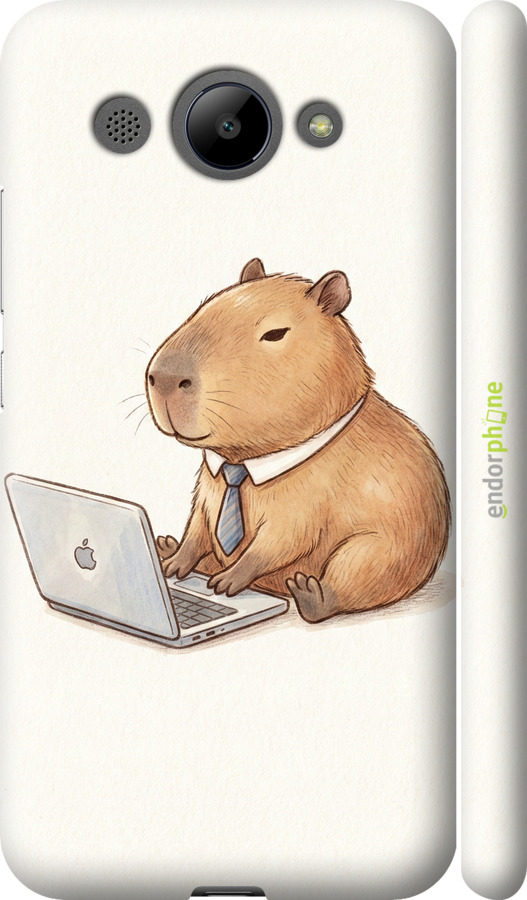3D пластиковий матовий чехол Funny Capybara CEO Working для Huawei Y3 2017 - 6777m-991 изображение 