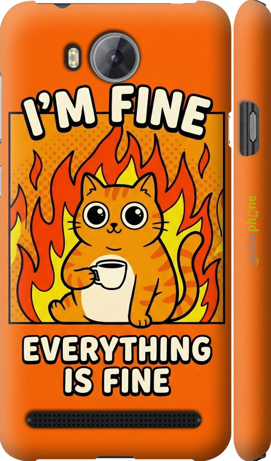 3D пластиковий матовий чехол Funny Cat для Huawei Y3II / Y3 2 - 6786m-495 изображение 