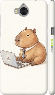 3D пластиковий матовий чехол Funny Capybara CEO Working для Huawei Y5 2017 - 6777m-992 изображение 