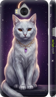 3D пластиковый матовый чехол Mystic White Cat Gothic Dark Purple Gold для Huawei Y5 2017 - 6805m-992 изображение 