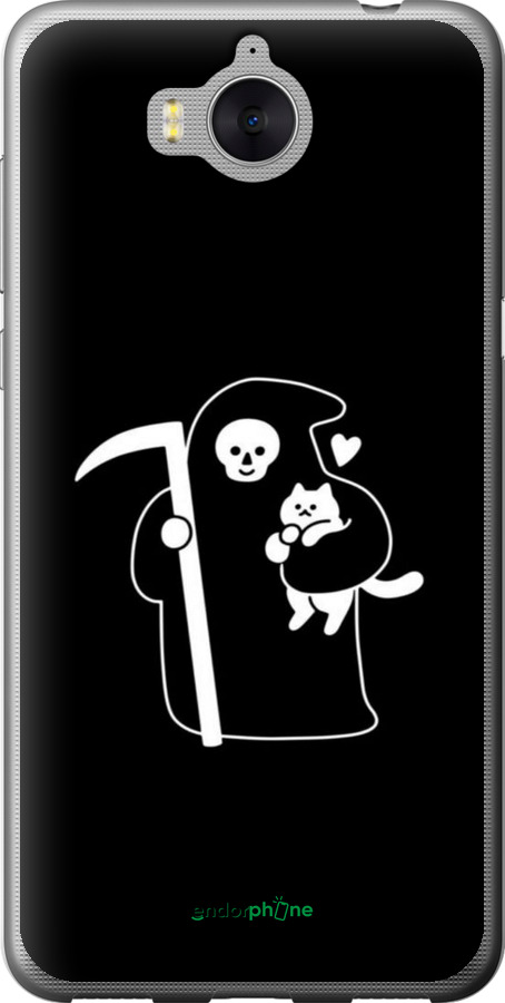 2D пластиковый чехол Минималистичный арт: смерть и кошка для Huawei Y5 2017 - 6529t-992 изображение 