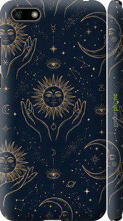 3D пластиковый матовый чехол Celestial Harmony: Sun & Moon Gold Mystic Pattern для Huawei Y5 2018 - 6778m-1500 изображение 