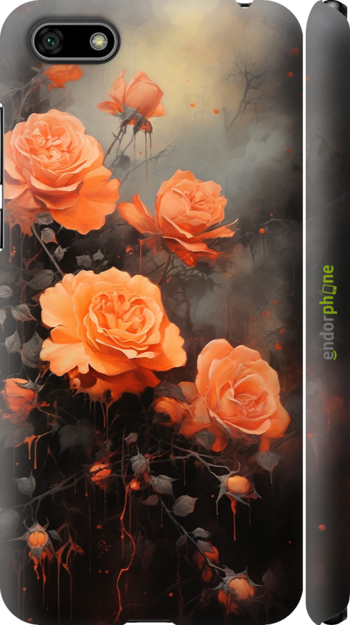 3D пластиковый матовый чехол Оранжевые розы для Huawei Honor 7A - 5944m-1805 изображение 