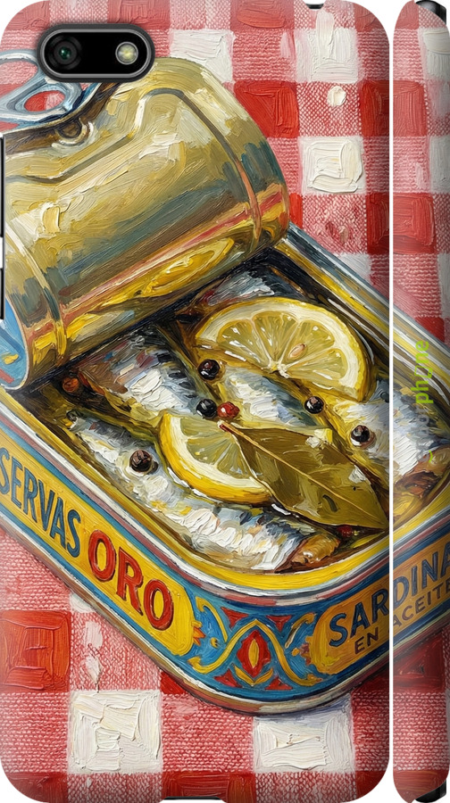 3D пластиковый матовый чехол Vintage Sardine Tin Phone для Huawei Honor 7A - 6772m-1805 изображение 