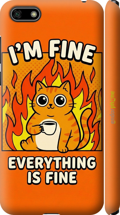 3D пластиковий матовий чехол Funny Cat для Huawei Y5 2018 - 6786m-1500 изображение 