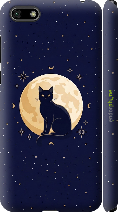 3D пластиковий матовий чехол Cute Cat Celestial/Witchy для Huawei Y5 2018 - 6787m-1500 изображение 