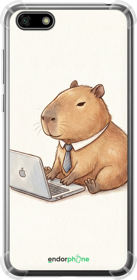 Силикон с усиленными углами чехол Funny Capybara CEO Working для Huawei Y5 2018 - 6777sp-1500 изображение 