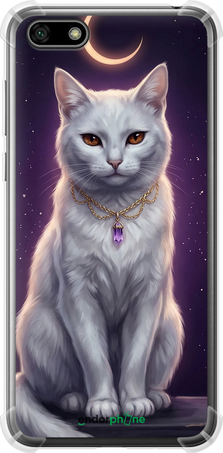 Силіконовий протиударний с посиленими кутами чехол Mystic White Cat Gothic Dark Purple Gold для Huawei Y5 2018 - 6805sp-1500 изображение 
