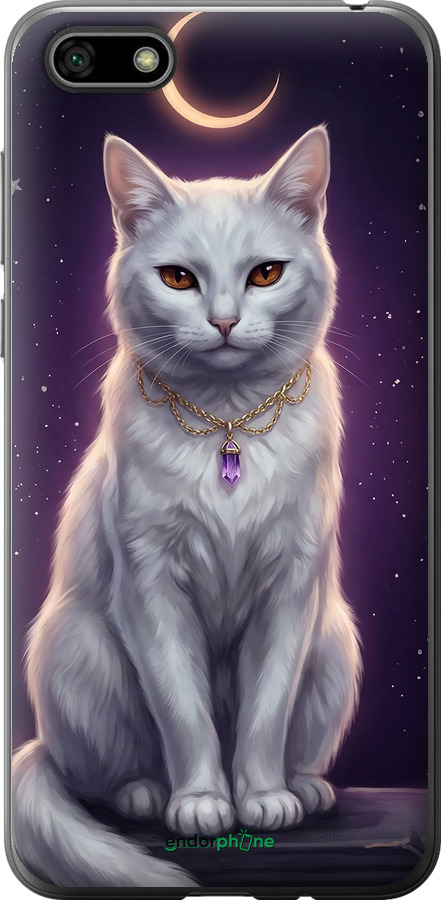 2D пластиковий чехол Mystic White Cat Gothic Dark Purple Gold для Huawei Honor 7A - 6805t-1805 изображение 