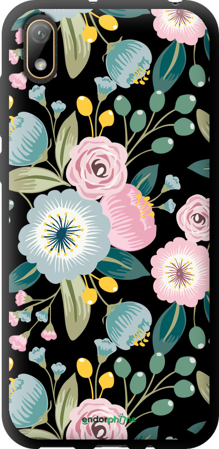 

TPU preto Capa "Papel de parede floral v2" para Huawei Y5 2019, Verde