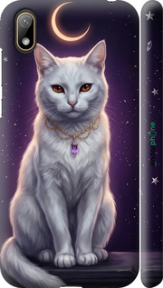 3D пластиковый матовый чехол Mystic White Cat Gothic Dark Purple Gold для Huawei Y5 2019 - 6805m-1695 изображение 