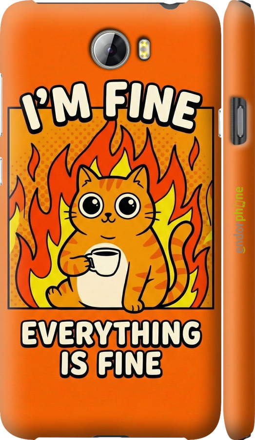 3D пластиковый матовый чехол Funny Cat для Huawei Y5 II - 6786m-496 изображение 