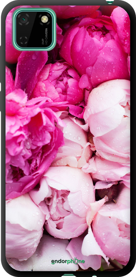 

TPU schwarz Hülle Rosa Pfingstrosen" für Huawei Y5p"