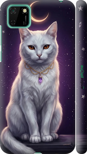 3D пластиковый матовый чехол Mystic White Cat Gothic Dark Purple Gold для Huawei Y5p - 6805m-1936 изображение 