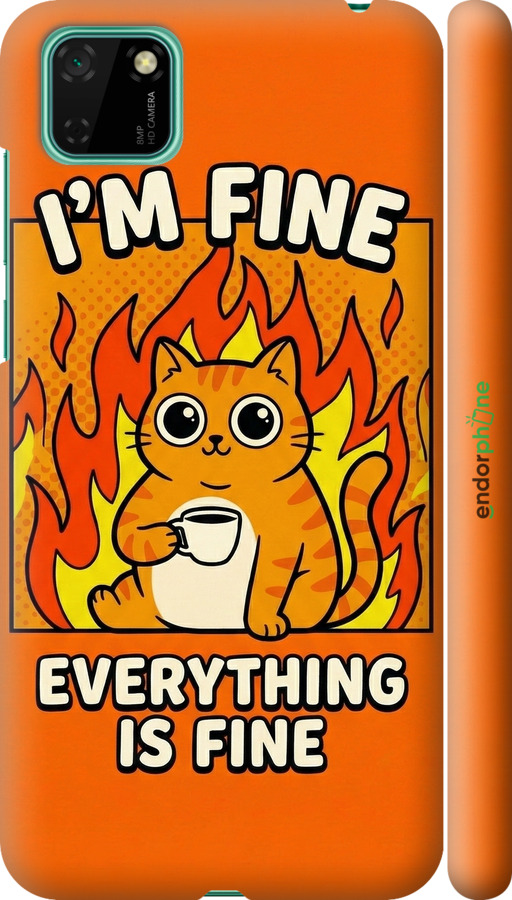 3D пластиковий матовий чехол Funny Cat для Huawei Y5p - 6786m-1936 изображение 