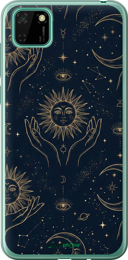 2D пластиковый чехол Celestial Harmony: Sun & Moon Gold Mystic Pattern для Huawei Y5p - 6778t-1936 изображение 