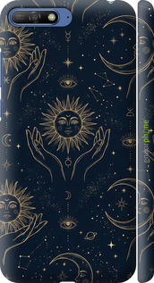 3D пластиковий матовий чехол Celestial Harmony: Sun & Moon Gold Mystic Pattern для Huawei Y6 2018 - 6778m-1637 изображение 