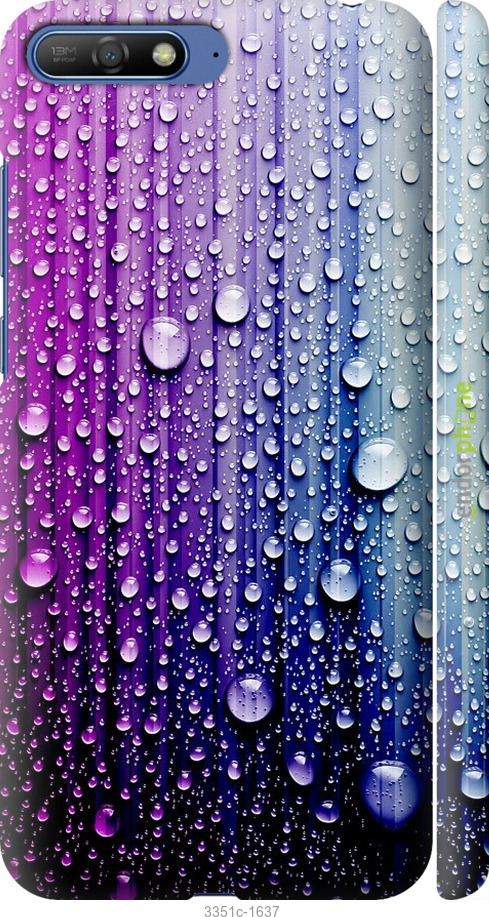 

3D пластиковий матовий чохол "Краплини води" для Huawei Y6 2018, Синій