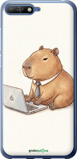 2D пластиковый чехол 'Funny Capybara CEO Working' для Huawei Y6 2018 изображение 3
