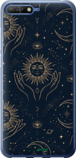 2D пластиковый чехол 'Celestial Harmony: Sun & Moon Gold Mystic Pattern' для Huawei Y6 2018 изображение 9