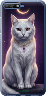 2D пластиковый чехол Mystic White Cat Gothic Dark Purple Gold для Huawei Y6 2018 - 6805t-1637 изображение 