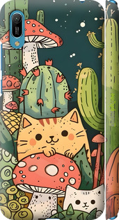 3D пластиковый матовый чехол Коты грибы для Huawei Y6 2019 - 6321m-1666 изображение 