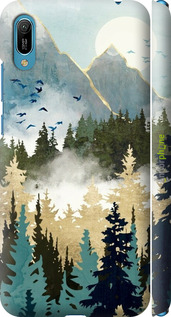 3D пластиковый матовый чехол С изображением лесного пейзажа для Huawei Y6 2019 - 6548m-1666 изображение 