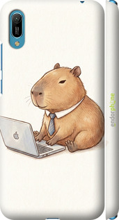 3D пластиковый матовый чехол Funny Capybara CEO Working для Huawei Y6 2019 - 6777m-1666 изображение 