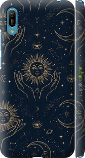 3D пластиковый матовый чехол Celestial Harmony: Sun & Moon Gold Mystic Pattern для Huawei Y6 2019 - 6778m-1666 изображение 