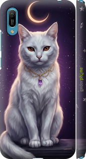 3D пластиковий матовий чехол Mystic White Cat Gothic Dark Purple Gold для Huawei Y6 2019 - 6805m-1666 изображение 