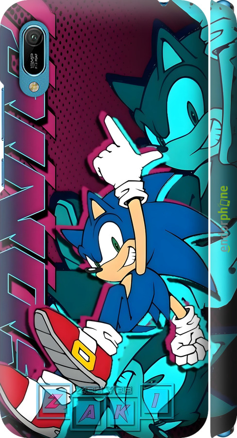 3D пластиковий матовий чехол Соник для Huawei Y6 2019 - 6284m-1666 изображение 