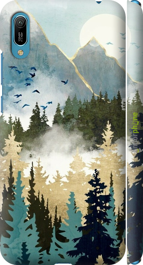 3D пластиковый матовый чехол С изображением лесного пейзажа для Huawei Y6 2019 - 6548m-1666 изображение 
