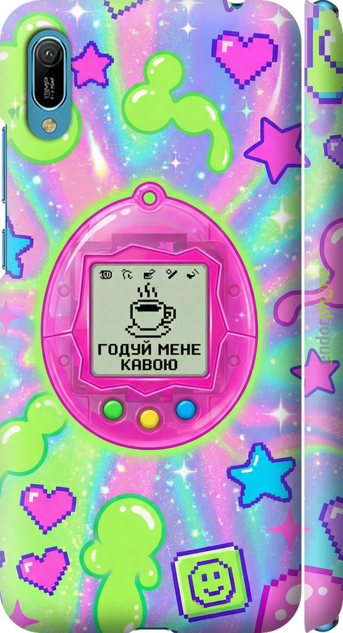 3D пластиковый матовый чехол Y2K Aesthetic Retro Pet: Годуй мене кавою для Huawei Y6 2019 - 6784m-1666 изображение 