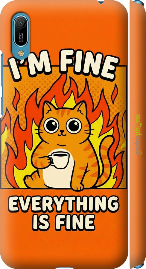 3D пластиковый матовый чехол Funny Cat для Huawei Y6 2019 - 6786m-1666 изображение 