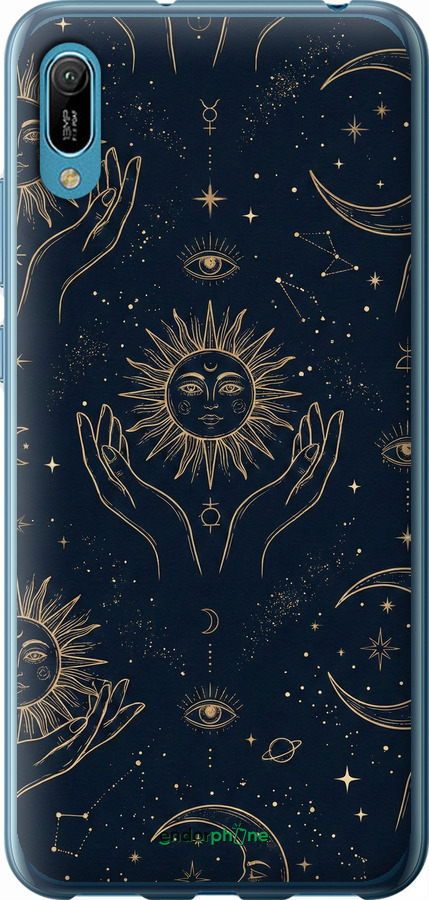 Силіконовий чехол Celestial Harmony: Sun & Moon Gold Mystic Pattern для Huawei Y6 2019 - 6778u-1666 изображение 