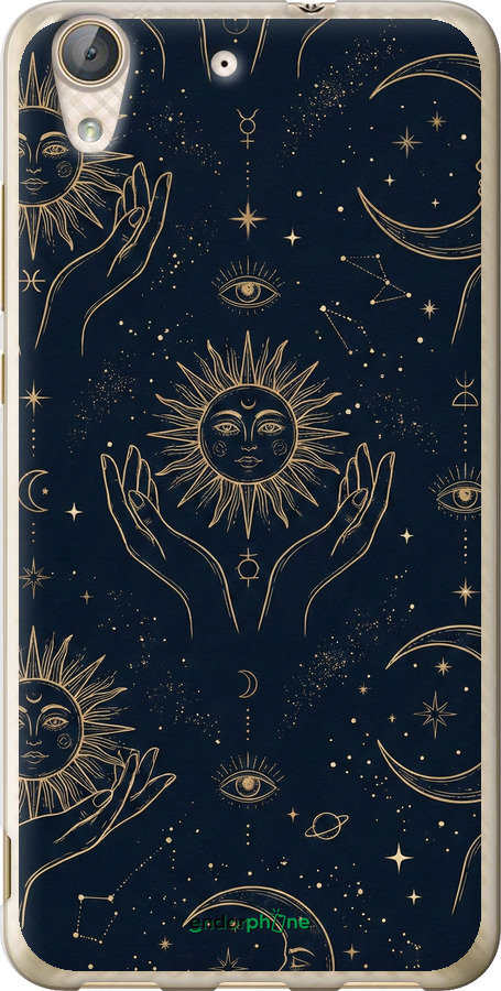 2D пластиковый чехол Celestial Harmony: Sun & Moon Gold Mystic Pattern для Huawei Y6 II - 6778t-338 изображение 
