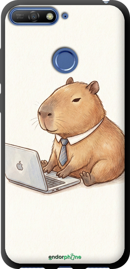 TPU чехол Funny Capybara CEO Working для Huawei Y6 Prime 2018 - 6777b-1441 изображение 