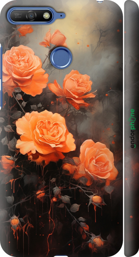 3D пластиковий матовий чехол Оранжеві троянди для Huawei Y6 Prime 2018 - 5944m-1441 изображение 
