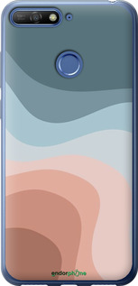Силиконовый чехол С синими и розовыми волнами в стиле ретро для Huawei Honor 7C - 6532u-1411 изображение 