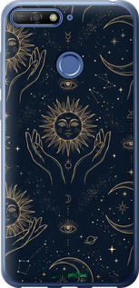 2D пластиковий чехол Celestial Harmony: Sun & Moon Gold Mystic Pattern для Huawei Honor 7C - 6778t-1411 изображение 