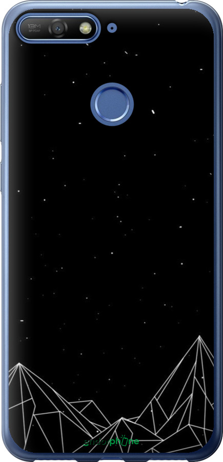 2D пластиковый чехол Черно белые абстрактные горы для Huawei Honor 7A Pro - 6437t-1440 изображение 