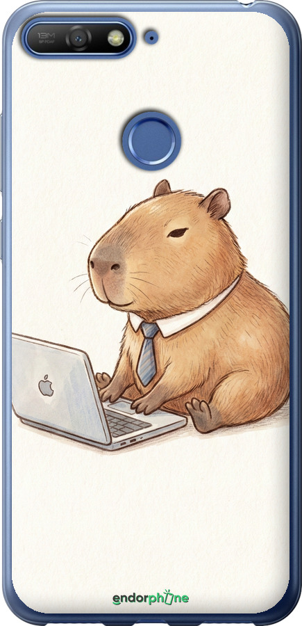 2D пластиковый чехол Funny Capybara CEO Working для Huawei Y6 Prime 2018 - 6777t-1441 изображение 